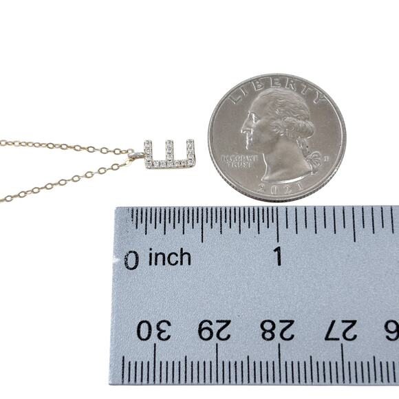 Estate Gold-Tone Sterling Silver 925 Cubic Zirconia E Chain Necklace 16"-18" - Picture 4 of 7